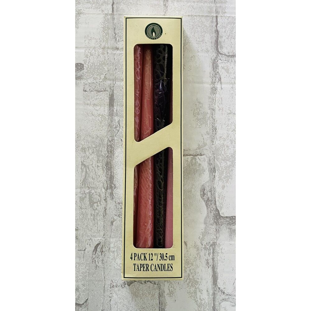 Todays Home Classic Taper Pink and Purple Vintage Candles Set of 4 Retro -Flawed